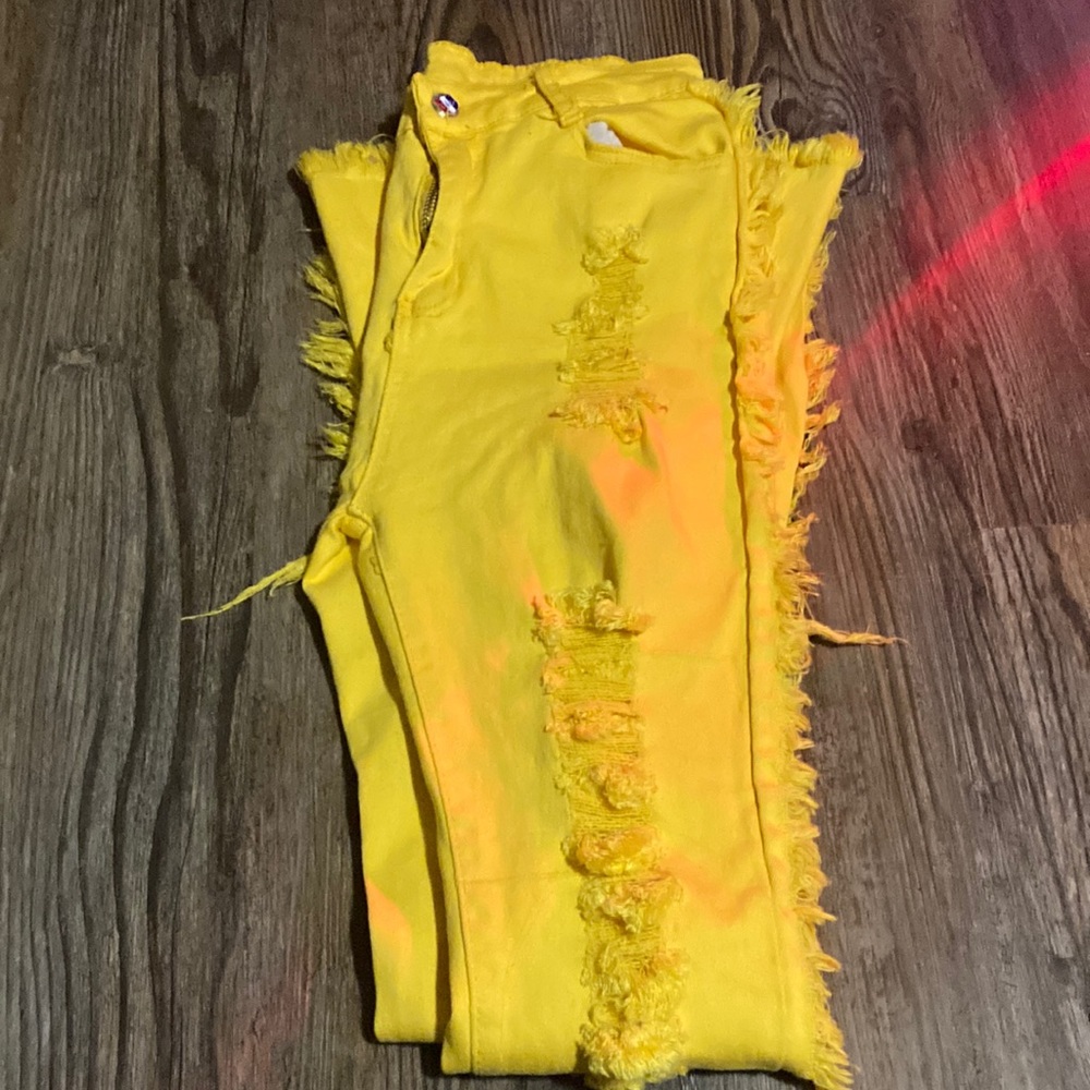 Yellow bell bottom pants